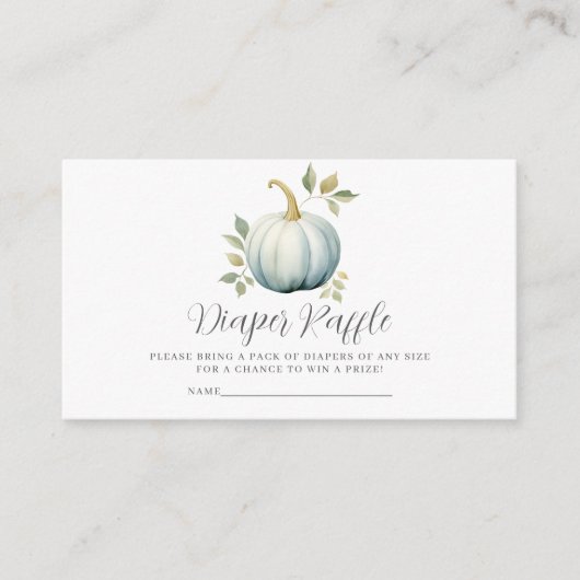 Blue Pumpkin Boy Luier Raffle Baby shower Informatiekaartje (Voorkant)