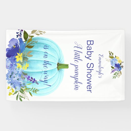 Blue Pumpkin Custom Baby shower Spandoek (Horizontaal)