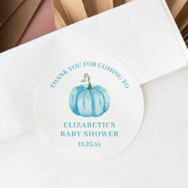 Blue Pumpkin - Dank u Baby shower Ronde Sticker
