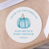 Blue Pumpkin - Dank u Baby shower Ronde Sticker