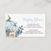 Blue Pumpkin Display Baby Shower Enclosure Card Informatiekaartje (Voorkant)