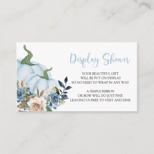 Blue Pumpkin Display Baby Shower Enclosure Card Informatiekaartje (Voorkant)