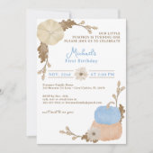 Blue Pumpkin eerste verjaardag foto uitnodigen Kaart (Voorkant)