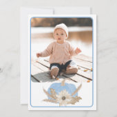 Blue Pumpkin eerste verjaardag foto uitnodigen Kaart (Achterkant)