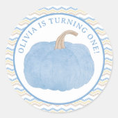 Blue Pumpkin eerste verjaardag Stickers (Voorkant)