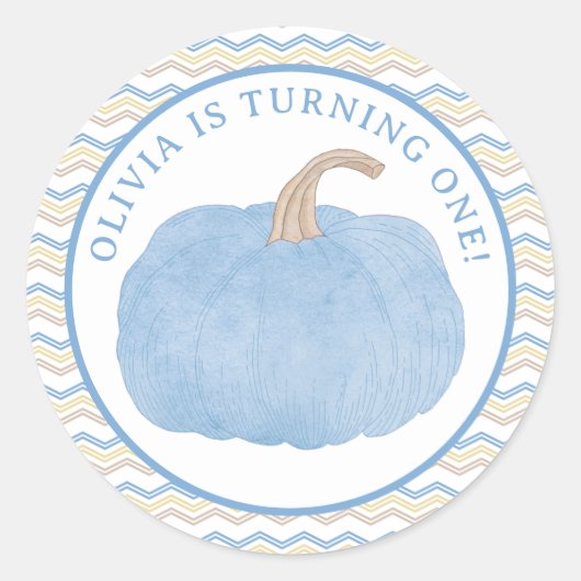 Blue Pumpkin eerste verjaardag Stickers (Voorkant)
