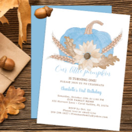 Blue Pumpkin eerste verjaardag uitnodiging