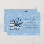 Blue Pumpkin en Leaf Boy Baby shower Bedankkaart (Voorkant / Achterkant)