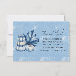 Blue Pumpkin en Leaf Boy Baby shower Bedankkaart