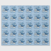 Blue Pumpkin en Leaf Boy Baby shower Cadeaupapier (Vlak)