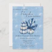Blue Pumpkin en Leaf Boy Baby shower Kaart (Voorkant)