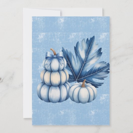 Blue Pumpkin en Leaf Boy Baby shower Kaart (Achterkant)