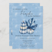 Blue Pumpkin en Leaf Boy Baby shower Kaart (Voorkant / Achterkant)