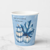 Blue Pumpkin en Leaf Boy Baby shower Papieren Bekers (Voorkant)