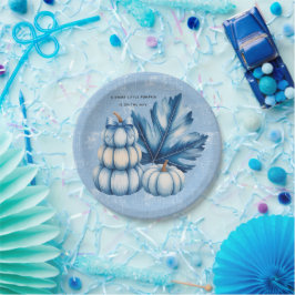 Blue Pumpkin en Leaf Boy Baby shower Papieren Bordje