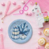 Blue Pumpkin en Leaf Boy Baby shower Papieren Bordje (Feest)