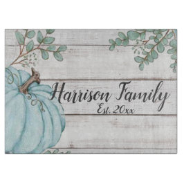 Blue Pumpkin Farmhouse Herfst Familie Naam Est Snijplank