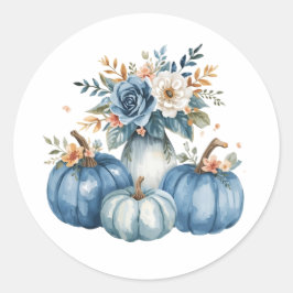 Blue Pumpkin Floral Arrangement Ronde Sticker