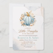 Blue Pumpkin Floral Baby shower Invitation Kaart (Voorkant)