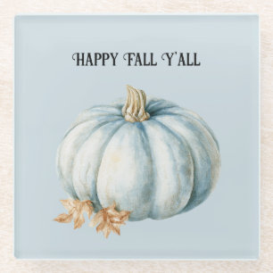Blue Pumpkin Gelukkig Herfst Y'all Glazen Onderzetter