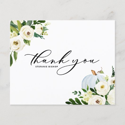 Blue Pumpkin Greenery Afstuderen Dank u kaart (Voorkant)