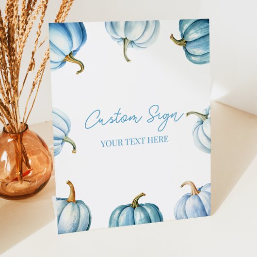 Blue Pumpkin Herfst Autumn Custom Party Reclamebord Met Voetstuk