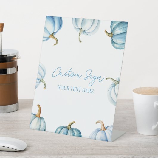 Blue Pumpkin Herfst Autumn Custom Party Reclamebord Met Voetstuk (Insitu)
