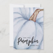 Blue Pumpkin Herfst Baby Boy Bedankkaart (Voorkant)