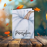 Blue Pumpkin Herfst Baby Boy Bedankkaart<br><div class="desc">Een grote blauwe pompoen markeert de voorkant van deze schattige jongen baby gevouwen bedankkaarten met veel ruimte voor je bericht aan de binnenkant. (Verkrijgbaar in roze,  wit en mint.) Overeenkomende items in ons collectie.</div>