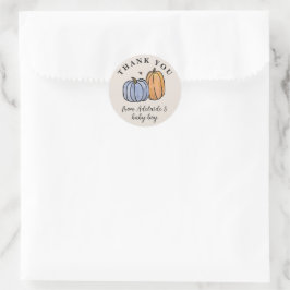 Blue Pumpkin Herfst Baby shower Hartelijk dank Ronde Sticker