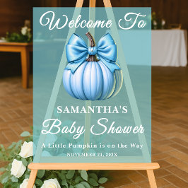Blue Pumpkin Herfst Baby shower Welkom Acryl Bord