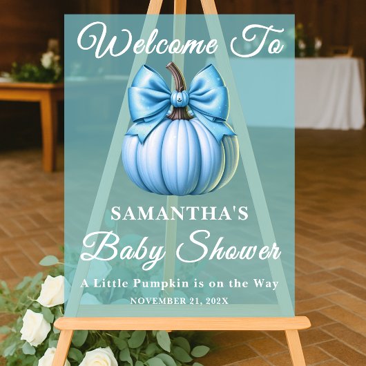 Blue Pumpkin Herfst Baby shower Welkom Acryl Bord