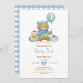 Blue Pumpkin Herfst Beary eerste verjaardag Kaart (Voorkant / Achterkant)