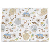 Blue Pumpkin Herfst Floral Gift Bag Groot Cadeauzakje (Voorkant)