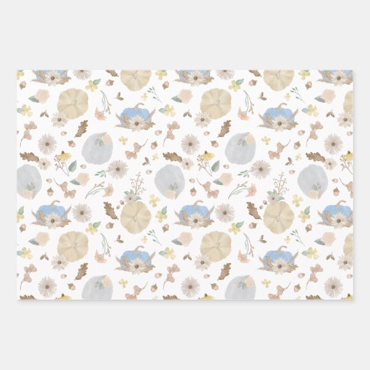 Blue Pumpkin Herfst Gift Wrap Paper (Voorkant)