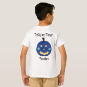 Blue Pumpkin Jack O Lantern Trick or treat Name T-shirt (Achterkant volledig)