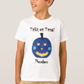 Blue Pumpkin Jack O Lantern Trick or treat Name T-shirt (Voorkant)