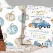 Blue Pumpkin Leaves en S'more Herfst Birthday Boy Kaart