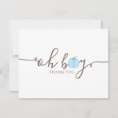 Blue Pumpkin Oh Boy Baby shower Herfst Dank je Bedankkaart (Voorkant)