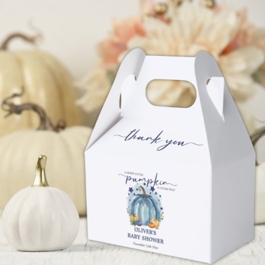 Blue Pumpkin op weg naar Herfst Boy Baby shower Bedankdoosjes