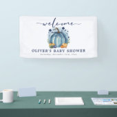 Blue Pumpkin op zijn weg Boy Baby shower Welkom Spandoek (Beurs)