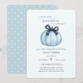 Blue Pumpkin Polka Dots Baby shower Kaart (Voorkant / Achterkant)