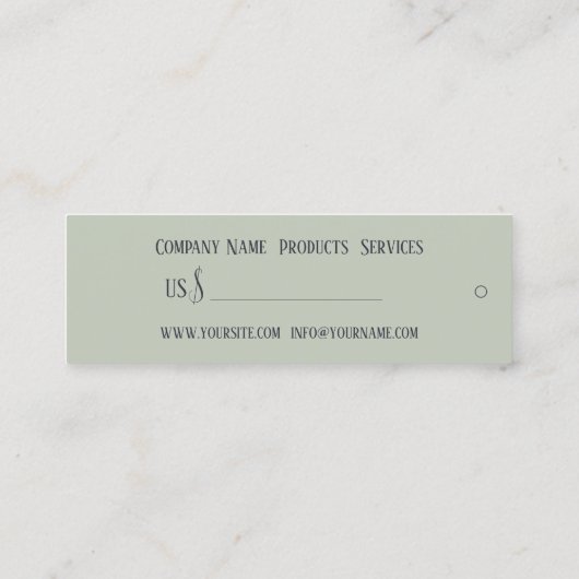 Blue Pumpkin - Prijs Label, Visitekaartje (Achterkant)