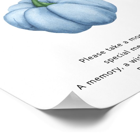 Blue Pumpkin Time Capsule 1e verjaardag Poster (Hoek)