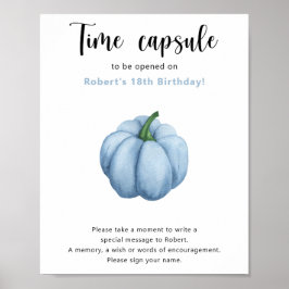 Blue Pumpkin Time Capsule 1e verjaardag Poster