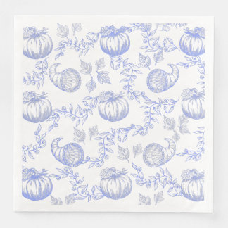 Blue Pumpkin Toile Dinner Napkin Servet