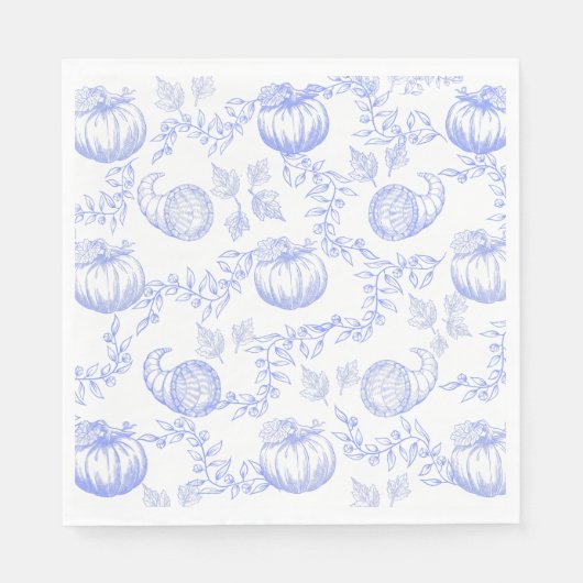 Blue Pumpkin Toile Luncheon Napkin Servet (Voorkant)