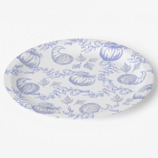 Blue Pumpkin Toile Round bord (Gekanteld)