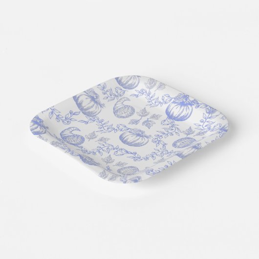 Blue Pumpkin Toile Square Bord 7 inch (Gebogen)