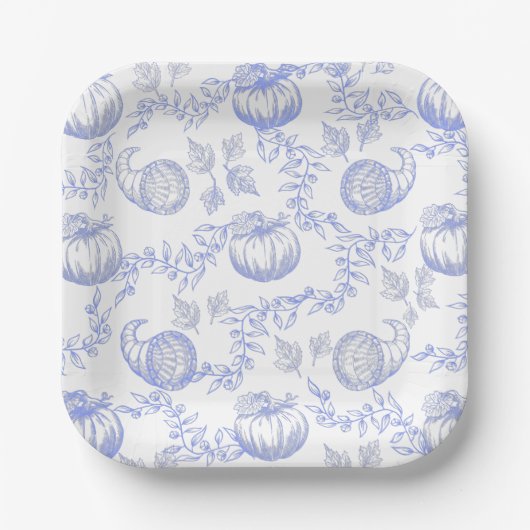 Blue Pumpkin Toile Square Bord 7 inch (Voorkant)